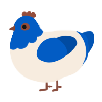 A cream and ultramarine chicken with a head pattern