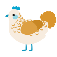 A cream and orange chicken with a half-lace pattern
