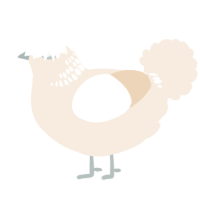 A cream chicken with a neck-band pattern