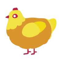 A orange and yellow chicken with a head pattern