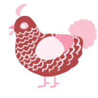 A red and rose chicken with a lace pattern