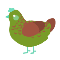 A chartreuse and russet chicken with a half-lace pattern