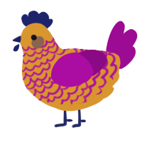 A orange and plum chicken with a lace pattern