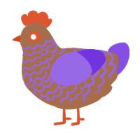 A brown and blurple chicken with a lace pattern