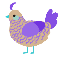 A beige and blurple chicken with a lace pattern