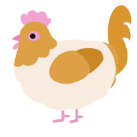 A cream and orange chicken with a head pattern