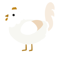 A white and cream chicken with a head pattern