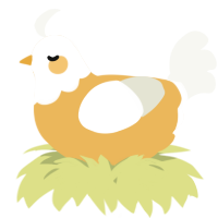 A honey and white chicken with a head pattern