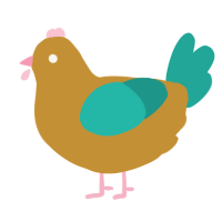 starlo, a gold and turquoise chicken