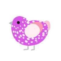 A orchid and rose chicken with a speckle pattern