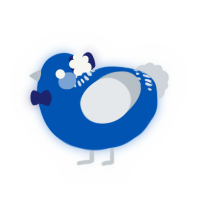 A ultramarine and mist chicken with a neck-band pattern