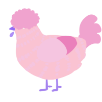 A rose and pink chicken with a bar pattern