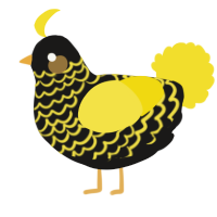 A sable and yellow chicken with a lace pattern
