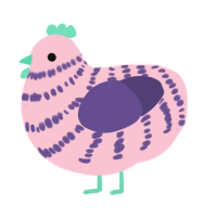 A rose and overcast chicken with a bar pattern