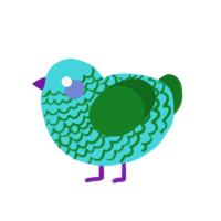 A aqua and leaf chicken with a lace pattern