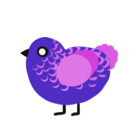 A indigo and orchid chicken with a half-lace pattern