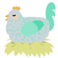 A mist and mint chicken with a speckle pattern