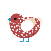 Itchy, a red and cream chicken with a speckle pattern