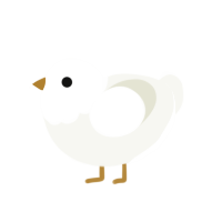 A white chicken with a head pattern