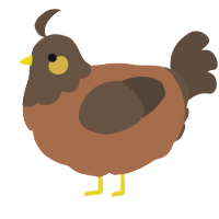 A brown and bark chicken with a head pattern