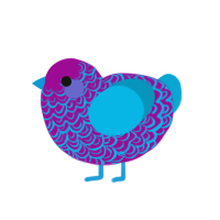 A plum and cerulean chicken with a double-lace pattern