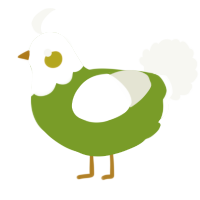 A chartreuse and white chicken with a head pattern