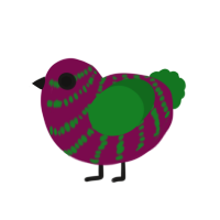 A fuchsia and leaf chicken with a bar pattern