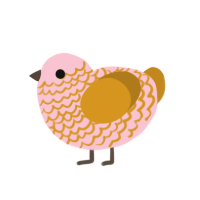 A rose and ochre chicken with a lace pattern
