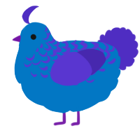 A sapphire and indigo chicken with a half-lace pattern