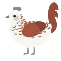 A white and russet chicken with a half-lace pattern