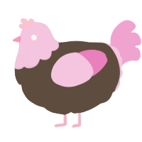 A bark and pink chicken with a head pattern