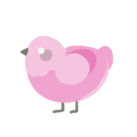 A pink chicken with a head pattern