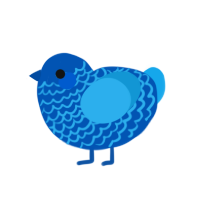 A ultramarine and sky chicken with a lace pattern