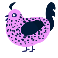 A lavender and tumblr chicken with a speckle pattern