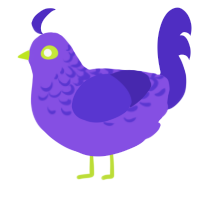 A blurple and indigo chicken with a half-lace pattern