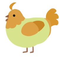 A lemon and orange chicken with a head pattern