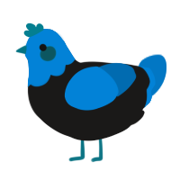 A sable and sapphire chicken with a head pattern