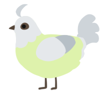 A apple and mist chicken with a head pattern