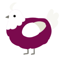 A wine and white chicken with a head pattern