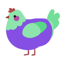 A blurple and spring chicken with a head pattern