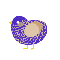 A indigo and beige chicken with a lace pattern