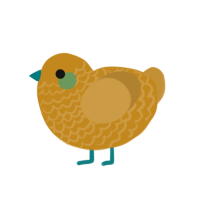 A ochre and gold chicken with a lace pattern
