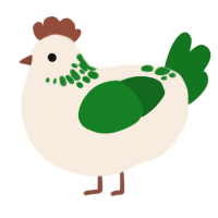 A cream and leaf chicken with a neck-speckle pattern