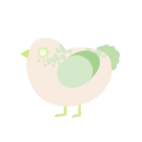 A cream and gluppy chicken with a neck-speckle pattern