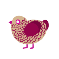 A beige and maroon chicken with a lace pattern