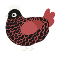 A sable and red chicken with a lace pattern