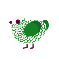 A white and leaf chicken with a lace pattern