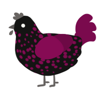 ñ, a black and wine chicken with a speckle pattern