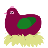 A maroon and leaf chicken