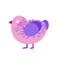 A pink and blurple chicken with a half-lace pattern